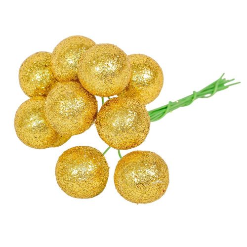 Glitteres golyó pick arany 20mm 10db-os