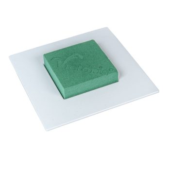   Négyzetes ikebana vizes tűzőhabbal fehér M6x19x19cm (db ár)