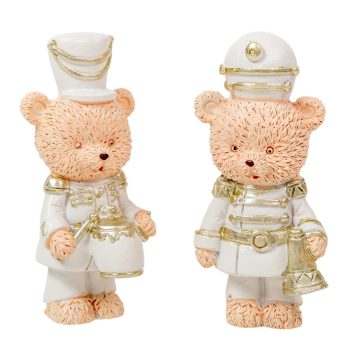 Diótörő maci polyresin arany-fehér 7cm