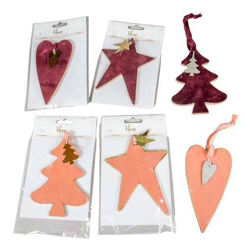 Bársonnyal borított akasztós dísz 13,5cm