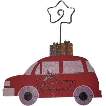 Fa kisautó névjegytartós 12cm - csomagos