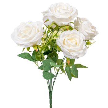 Rózsa csokor 7v. krém M42cm 75db/#