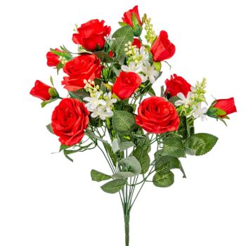 Rózsa, rózsabimbó csokor piros 42cm