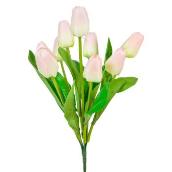 Tulipán csokor 9 virágos világosrózsaszín 37cm