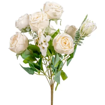 Rózsa csokor 9 virágos krém 42cm