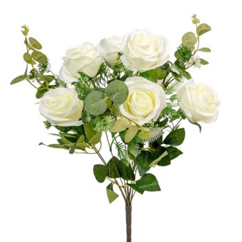 Rózsa csokor 7v. krém M44cm 12db/#