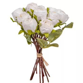 Rózsa köteg 10 virágos krém 27cm