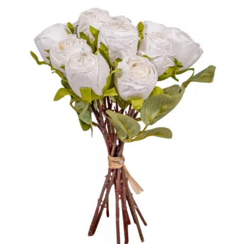 Rózsa köteg 10 virágos krém 27cm