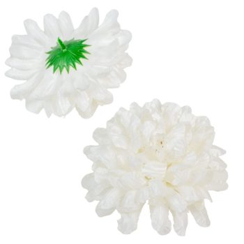 Krizantém virágfej szatén fehér D11cm 36db/#