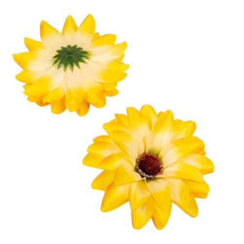 Dália virágfej szatén sárga D12cm 72db/#