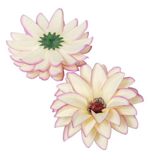 Dália virágfej szatén krém-lila D12cm 72db/#
