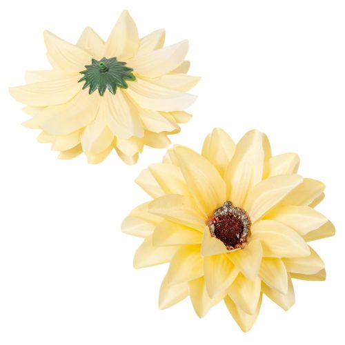 Dália virágfej szatén világos sárga D12cm 72db/#