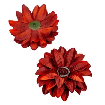 Dália virágfej szatén téglavörös D12cm 72db/#