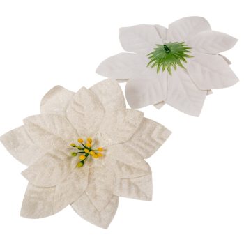 Mikulás virágfej bársony krém 16cm