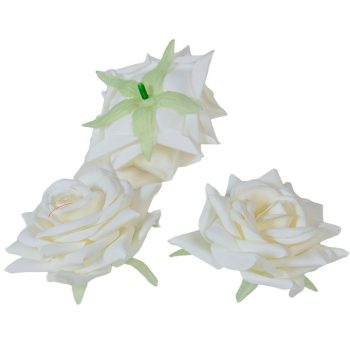 Rózsa virágfej D8cm fehér 20 12db/csom