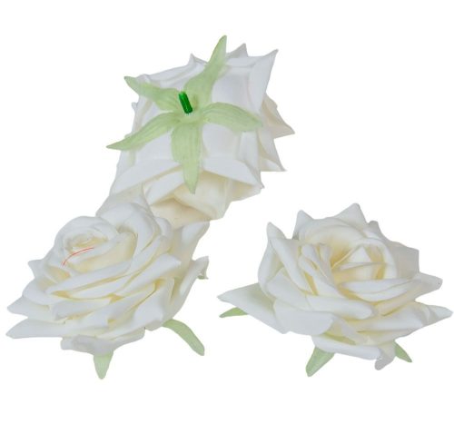 Rózsa virágfej D8cm fehér 20 12db/csom
