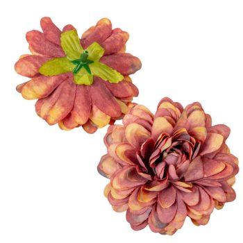   Dália virágfej sárga-bordó 7,5cm 4 darabos csomagban rendelhető (darab ár!)