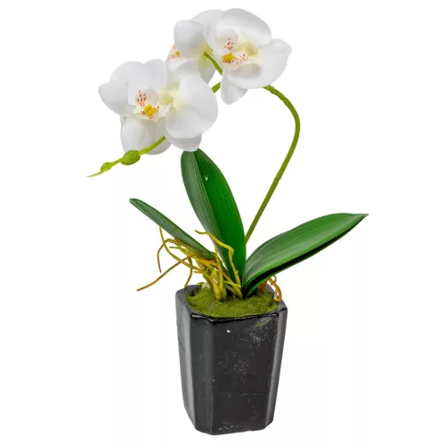 Orchidea cserepes gumi fehér M28cm