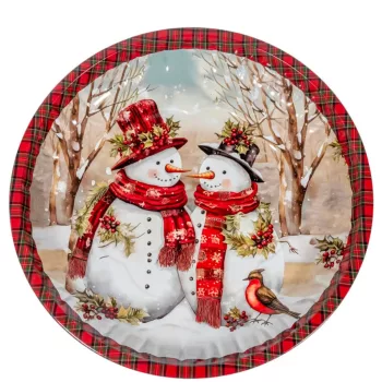 Fém tálca hóembermintás D25,5cm