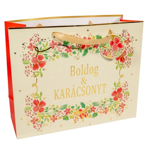 Ajándéktasak Boldog karácsonyt feliratos 32x26cm