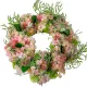 Tavaszi vegyes virágos koszorú rózsaszín 22cm