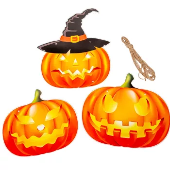 Helloween tök papír dísz felfűzhető 21cm 3db-os