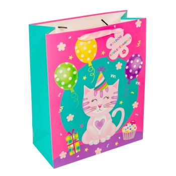 Ajándéktasak boldog születésnapot cicás 26x32cm