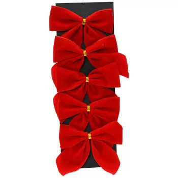 Bársony masni piros 9cm 5db-os