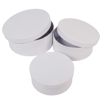 Papír doboz kerek bélelt fehér kraft D20,17,15cm  3db-os