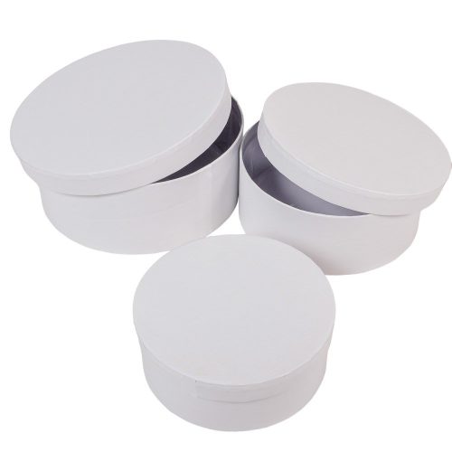 Papír doboz kerek bélelt fehér kraft D20,17,15cm  3db-os