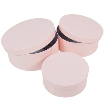 Papír doboz kerek bélelt pink D20,17,15cm  3db-os szett