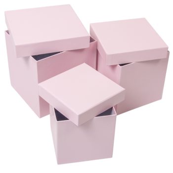 Papír doboz kocka vint.pink 16-14-12cm 3db-os szett