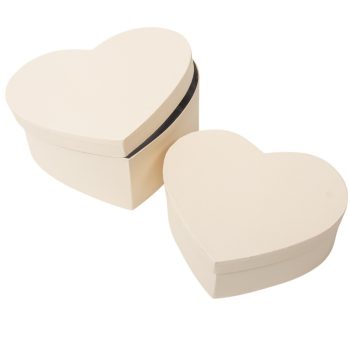 Papír doboz szív vintage krém 19-22cm 2db-os szett