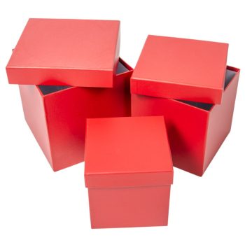 Papír doboz kocka skarlát vörös 16-14-12cm 3db-os szett