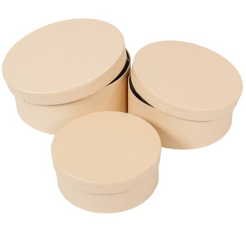 Papír doboz kerek beige D20-18-15cm 3db-os
