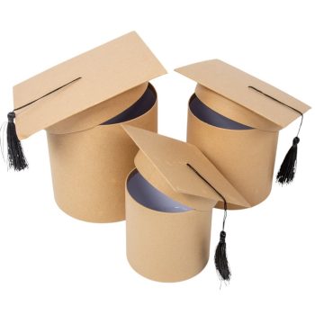   Papír doboz ballagási kalap magas natúr D17-14,5-12cm 3db-os