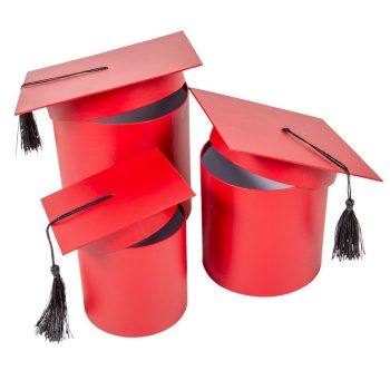 Papír doboz ballagási sapka vörös D17-15-12cm 3 db-os