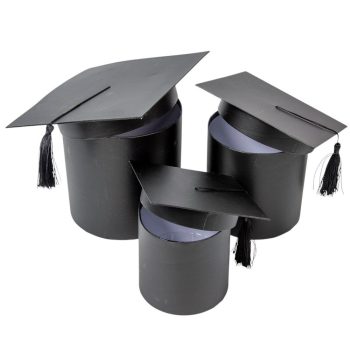   Papír doboz ballagási kalap magas fekete D17-14,5-12cm 3db-os