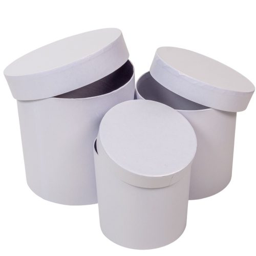 Papír doboz kerek gyöngyház fehér D17-15-12,5cm 3db-os