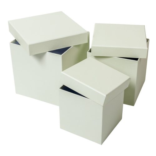 Papír doboz kocka fehér D16-14-12cm 3db-os