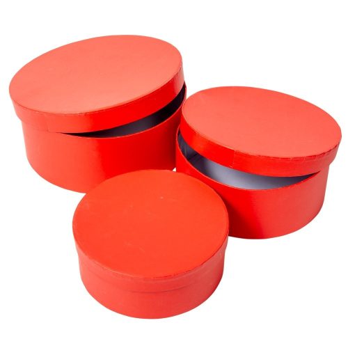Papír doboz kerek piros D20-17-15cm 3db-os 