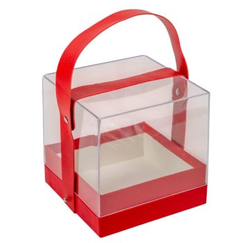 Ajándék doboz plexi piros 14x15cm