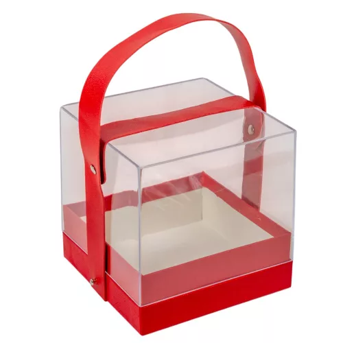 Ajándék doboz plexi piros 14x15cm