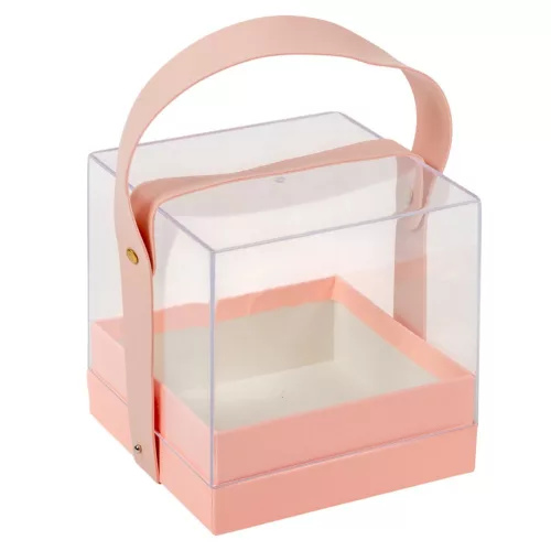 Ajándék doboz plexi rózsaszín M14x14cm