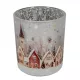 Mécsestartó üveg házikó mintás M8cm D7cm