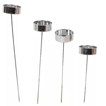 Mécsestartó pálcán lépcsős 4x15-27cm ezüst 4db-os