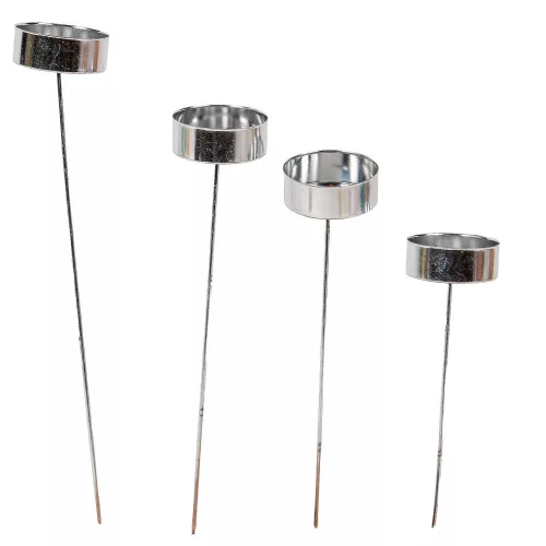 Mécsestartó pálcán lépcsős 4x15-27cm ezüst 4db-os