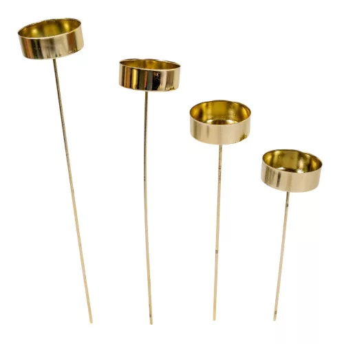 Mécsestartó pálcán lépcsős 25-15cmx4,2cm arany 4db-os