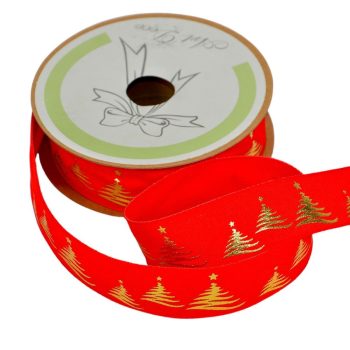 Textil szalag karifa mintás piros 25mmx10m