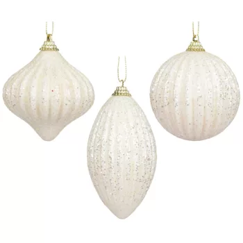 Glitteres habgömb gyapjú fehér 8cm